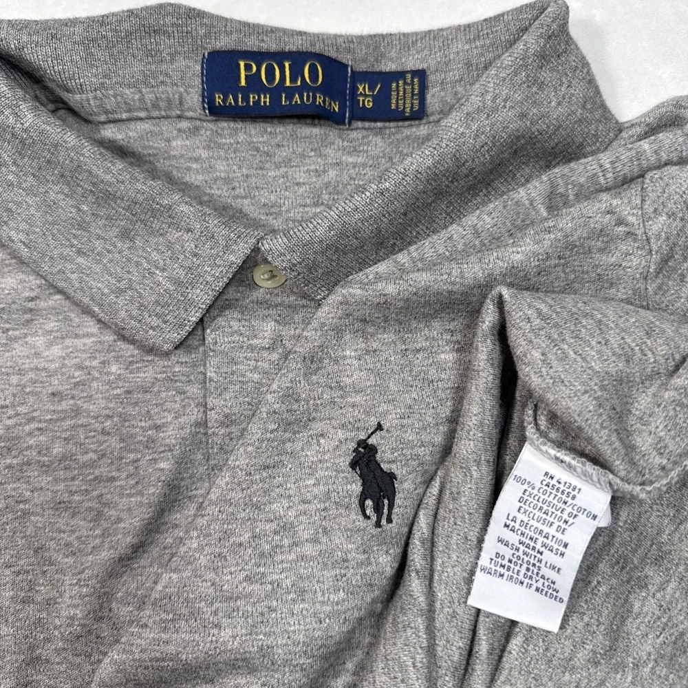 Polo Ralph Lauren Polo Shirt Men XL Heather Gray Casual Athleisure Golf Blk Pony